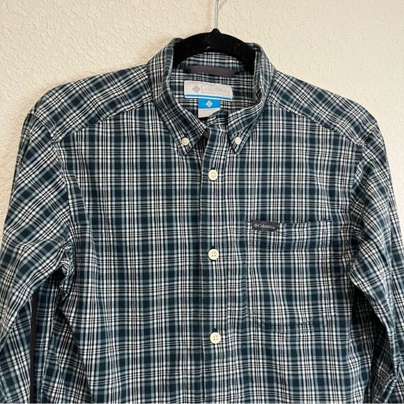 Columbia Plaid Blue Long Sleeve Button Up Shirt Mens Size S - Picture 2 of 10